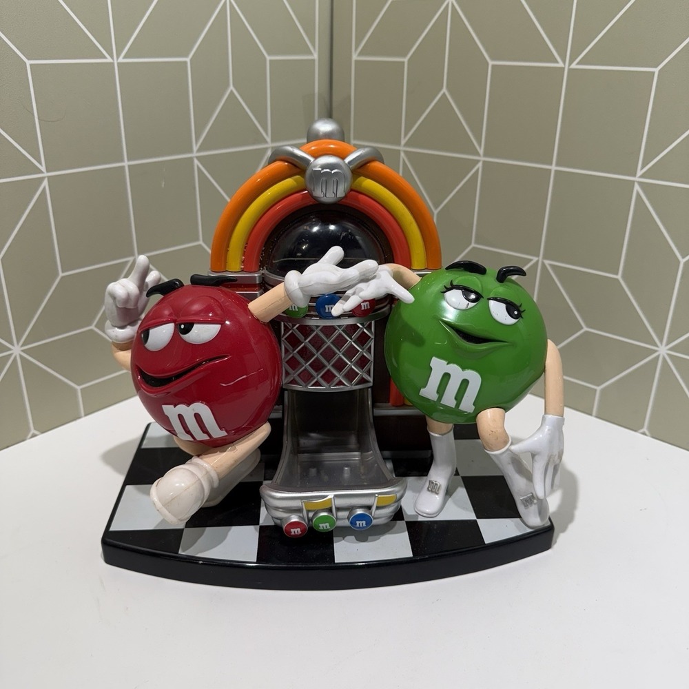 Vintage 1990s M&M Rockin' Roll Café Juke Box Dispenser Green Red Dancing MM's
